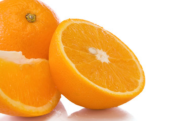 sliced oranges isolated on white