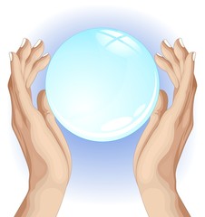 Mano con Bolla D'Acqua-Hand Holdind a Water Bubble-Vector