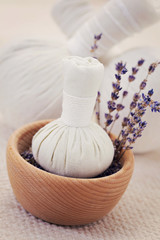 Fototapeta na wymiar lavender massage stamps