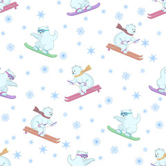 Background, teddy bears ski