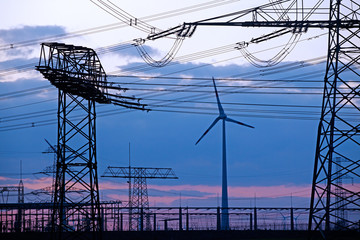 electric power poles and wind engines