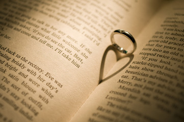 結婚指輪の影　ハート