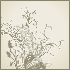 vector floral   background with  fantasy  hand drawn plants