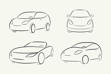Cartoon vector silhouette of a car