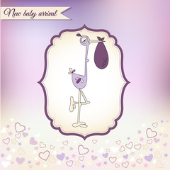 welcome baby card with stork