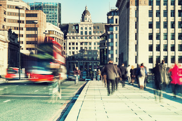 Morning commuters in London.