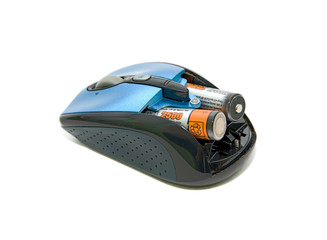 computer mouse and the batteries