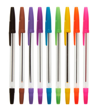 color plastic ball-point pens