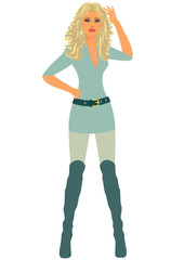 Fashion model with long blond hair