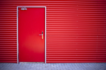 red metal door