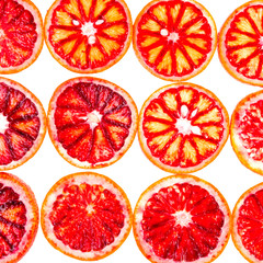 rows of sliced blood orange