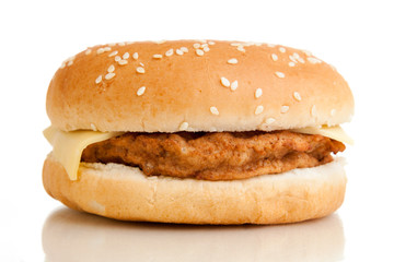 Double Burger On White Background