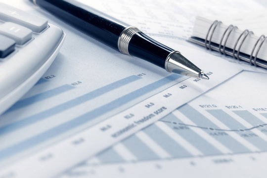 financial data concept with pen