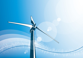 Wind turbine & blue sky background © Ruff