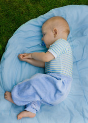 baby sleeping outdoor