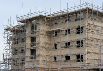 building constuction with scaffolding