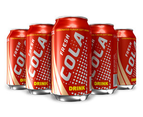 Set of cola drinks in metal cans