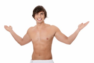 Fototapeta premium Handsome, happy young man with the towel.