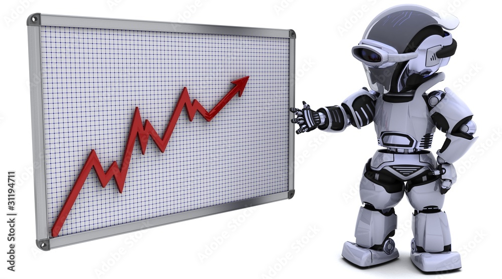 Sticker robot with a graph chart