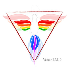 Rainbow bird logo - vector