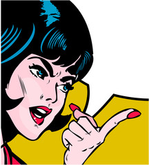 angry woman pointing over comics book style - 31195363
