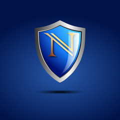 Logo shield initial letter N # Vector