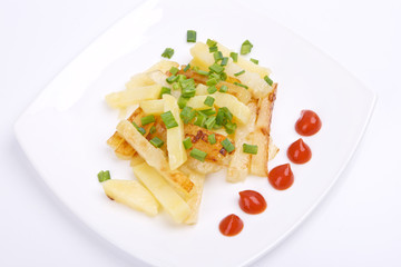 Fried potato with green onions