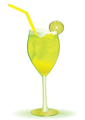 fresh cocktail or lemonade with ice cubes a