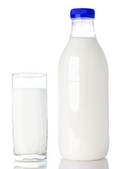 Milk in a glass and bottle