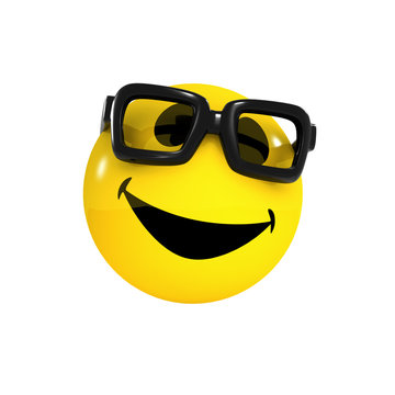 3d Smiley wears some glasses