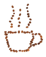 Silhouette mugs of coffee beans