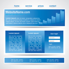 Modern website template in three main elements