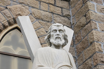 Statue of St. Andrew at catholic cathedral in Little Rock