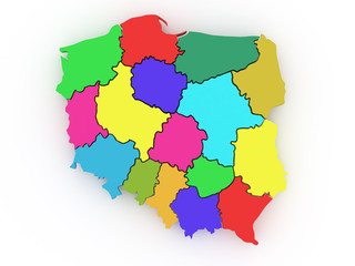 Obraz premium Three-dimensional map of Poland. 3d