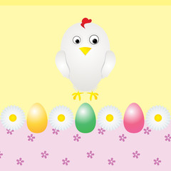 chicken eggs and flowers greeting card