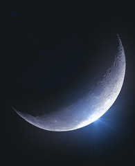 Obraz na płótnie Canvas Half moon in the night black sky
