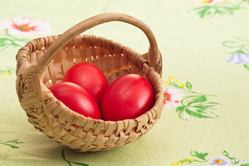 three red eggs