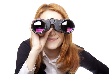 Business women seeking with binocular