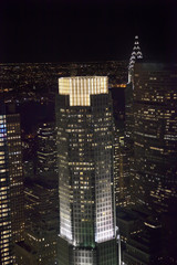 Fototapeta na wymiar New York City Skyline East River Chrysler Building Night