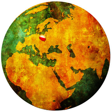 Fototapeta poland flag on globe map