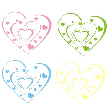 colorful hearts on white