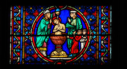 Baptism of Christ by Saint John - Stained Glass