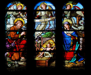 Nativity Scene - Christmas stained glass
