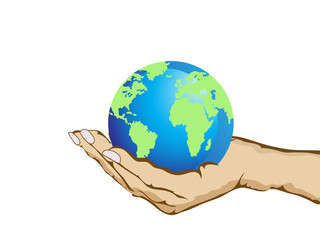 hand holding the earth