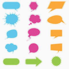 Collection of colorful speech bubbles and dialog balloons
