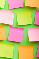 Reminder notes on the bright colorful paper