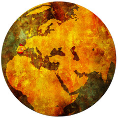 spain flag on globe map