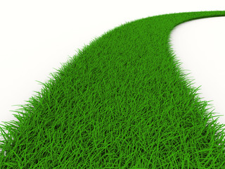 road from grass on white. Isolated 3D image