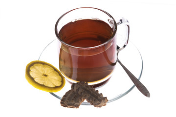 Herbata z cytryną i ciastka