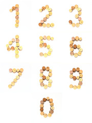 Numeri 0-9 in tappi sughero usati